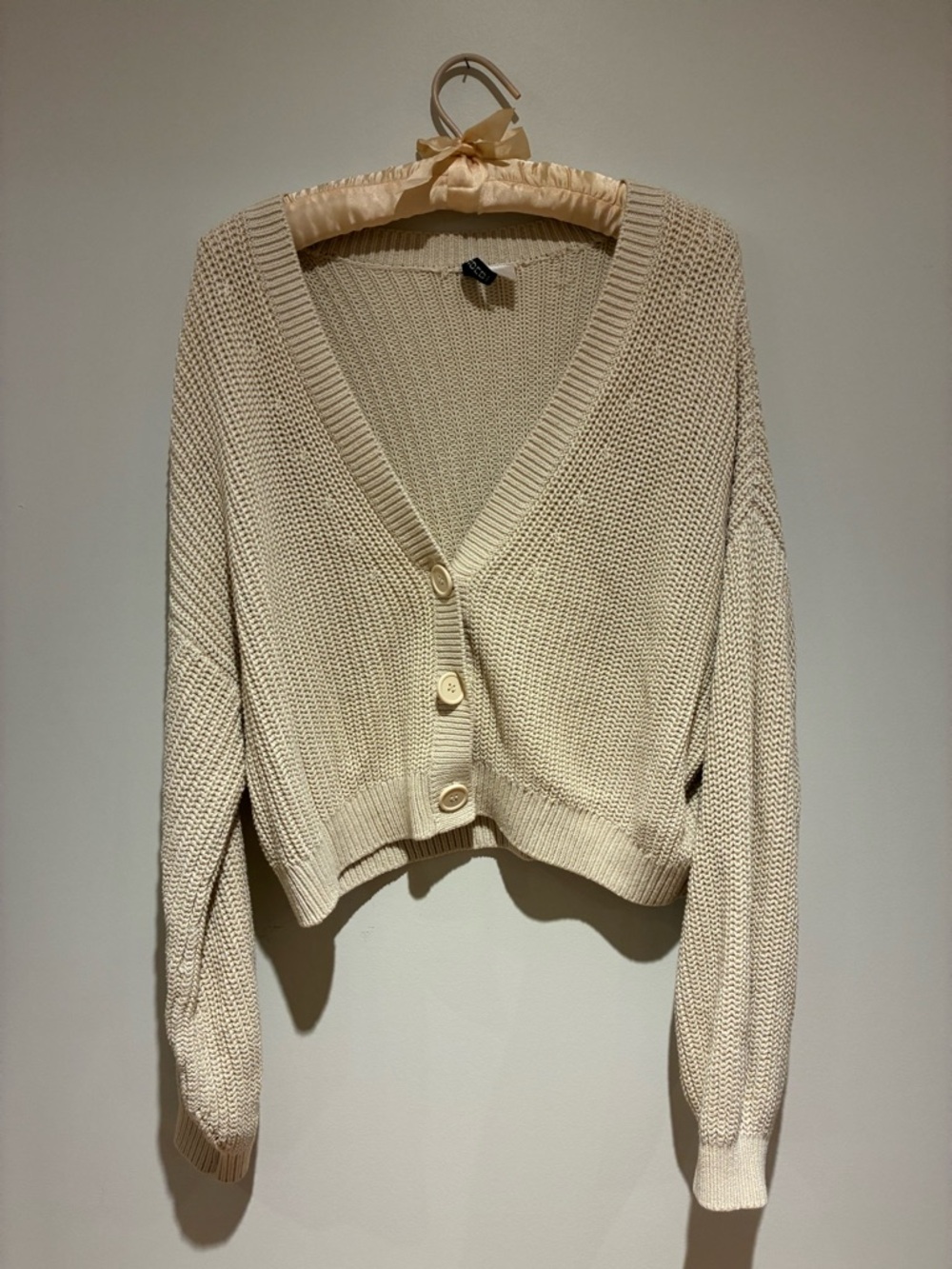 Cotton Button-Up Cropped Cardigan